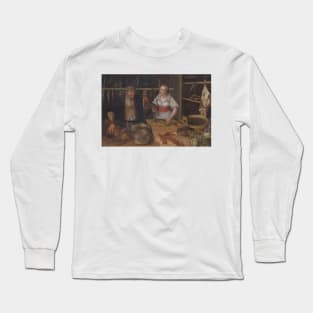 Poultry Seller (Market Scene) by Lucas van Valckenborch Long Sleeve T-Shirt